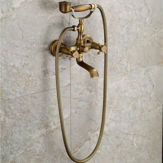 Antique Copper Bathtub Faucet with Vintage Shower Set
