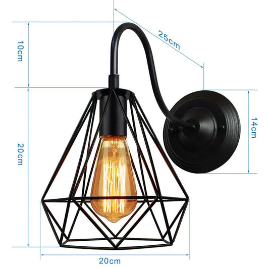 Industrial Vintage LED Wall Light with E27 Iron Shade
